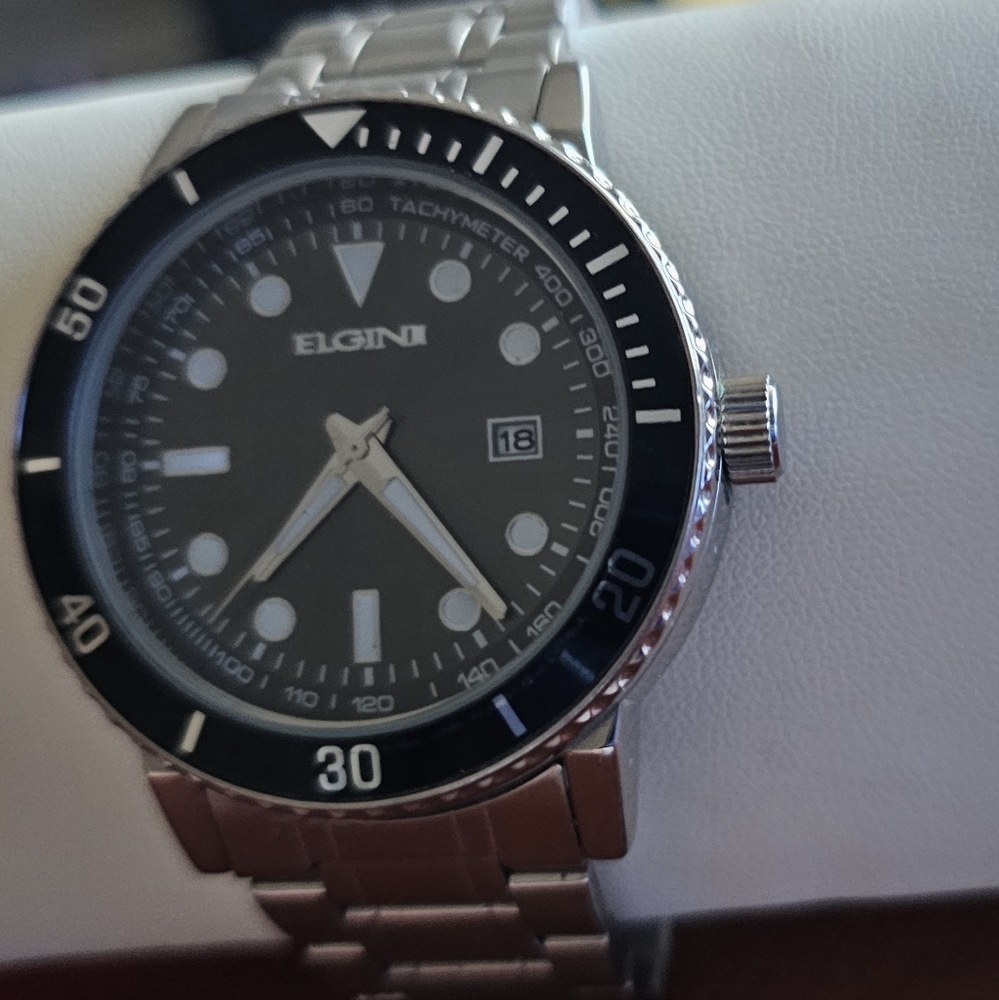 Elgin II Men's Watch Silver Tone Date Indicator Works